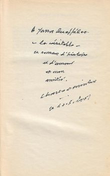 Dédicace de l'écrivain Charles Le Quintrec à l'artiste, le 10 mai 2001.